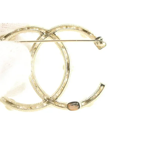 Chanel 20C CC Brooch Golden 1CK419C. Gold plated, crystal and pearls. - Picture 6 of 9